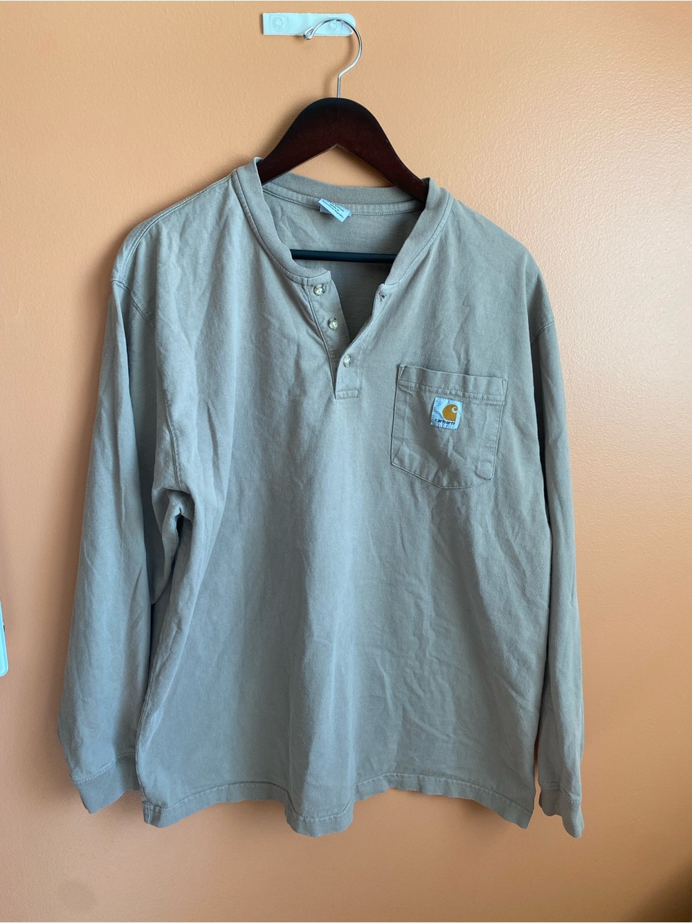 Carhartt Men's Casual Long Sleeve Pullover 100% Cotton Tan/beige Size Large
